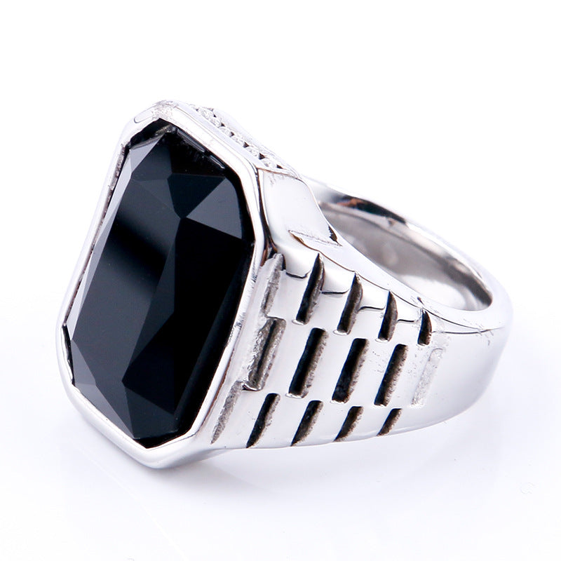 Multi-Color Gem Wide-Face Men's Ring (Light Luxury Bold Style)