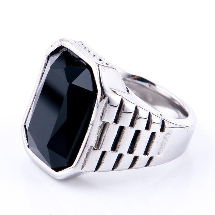 Multi-Color Gem Wide-Face Men's Ring (Light Luxury Bold Style)