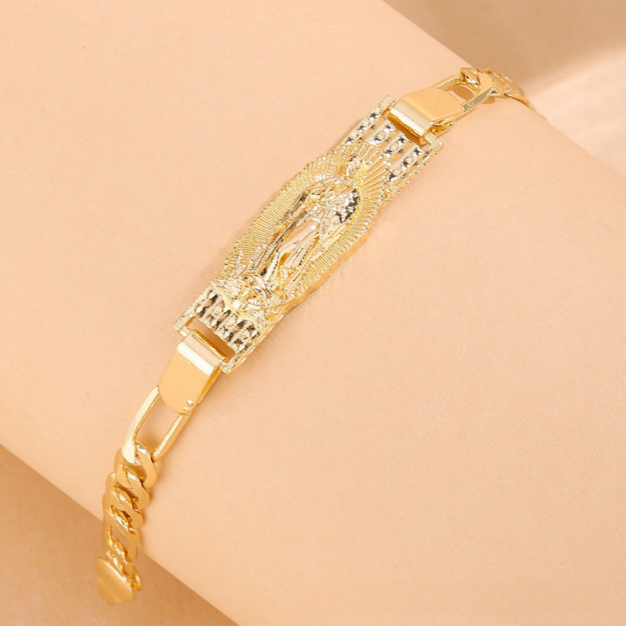 Our Lady Cuban Link Bracelet Set (Light Luxury Niche Religious Bracelet)