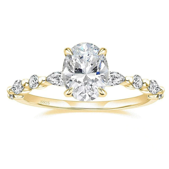 925 Silver Oval 8×10mm 3-Carat 5A Zircon Engagement Ring for Women