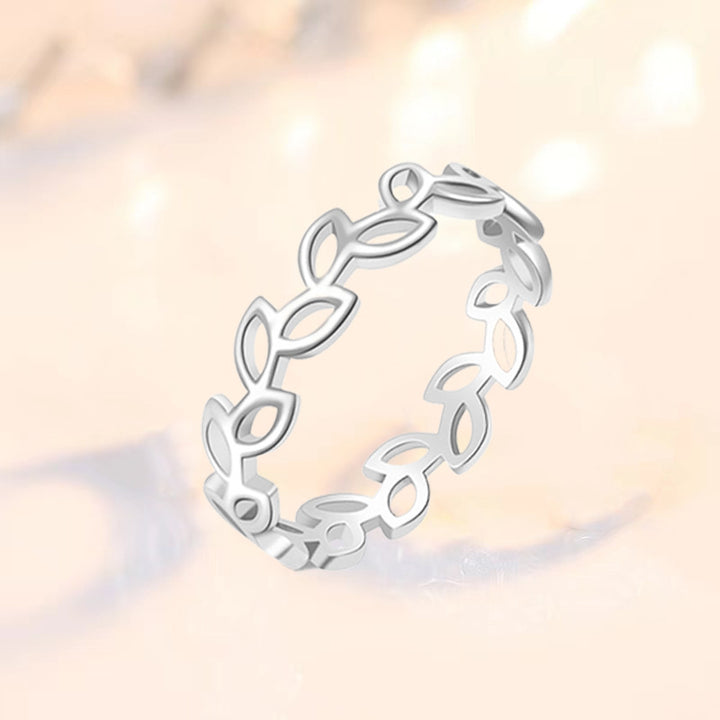 Hollow Leaf Thin Band Ring, Minimalist Openwork Vine Ring Available in 3 Tones