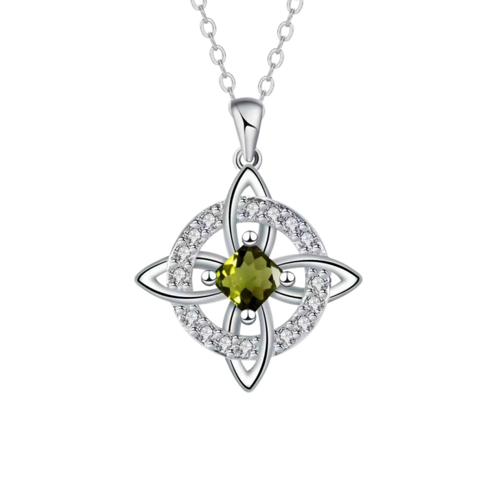 Witch's Knot Birthstone Necklace (12 Colors Silver Tone Pendant)