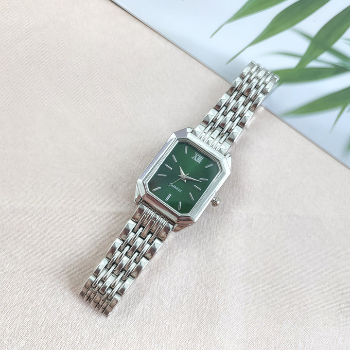 Vintage Rectangular Steel Band Quartz Watch for Women, Multi-Dial Luxury Business Casual Wristwatch