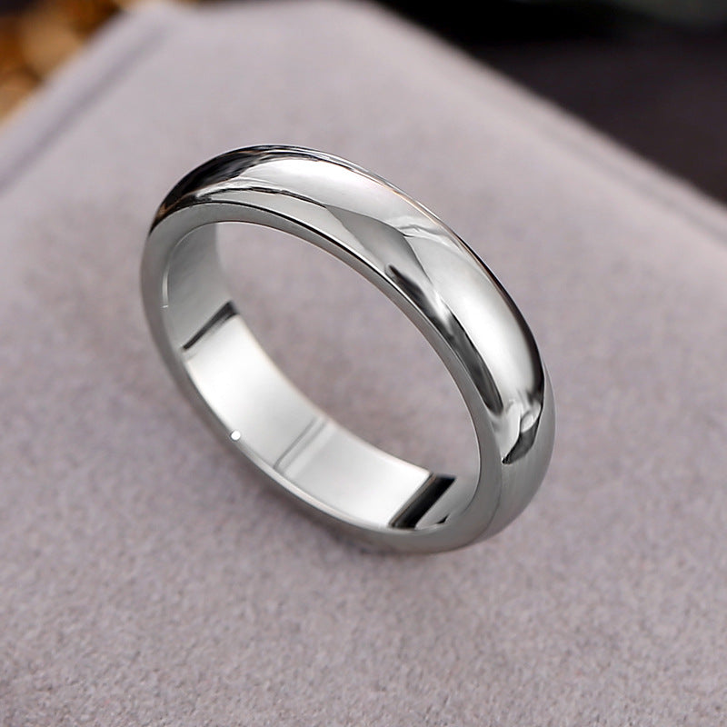 4mm Polished Domed S925 Silver Ring, 3 Colors Plain Band, Minimalist Couple Ring