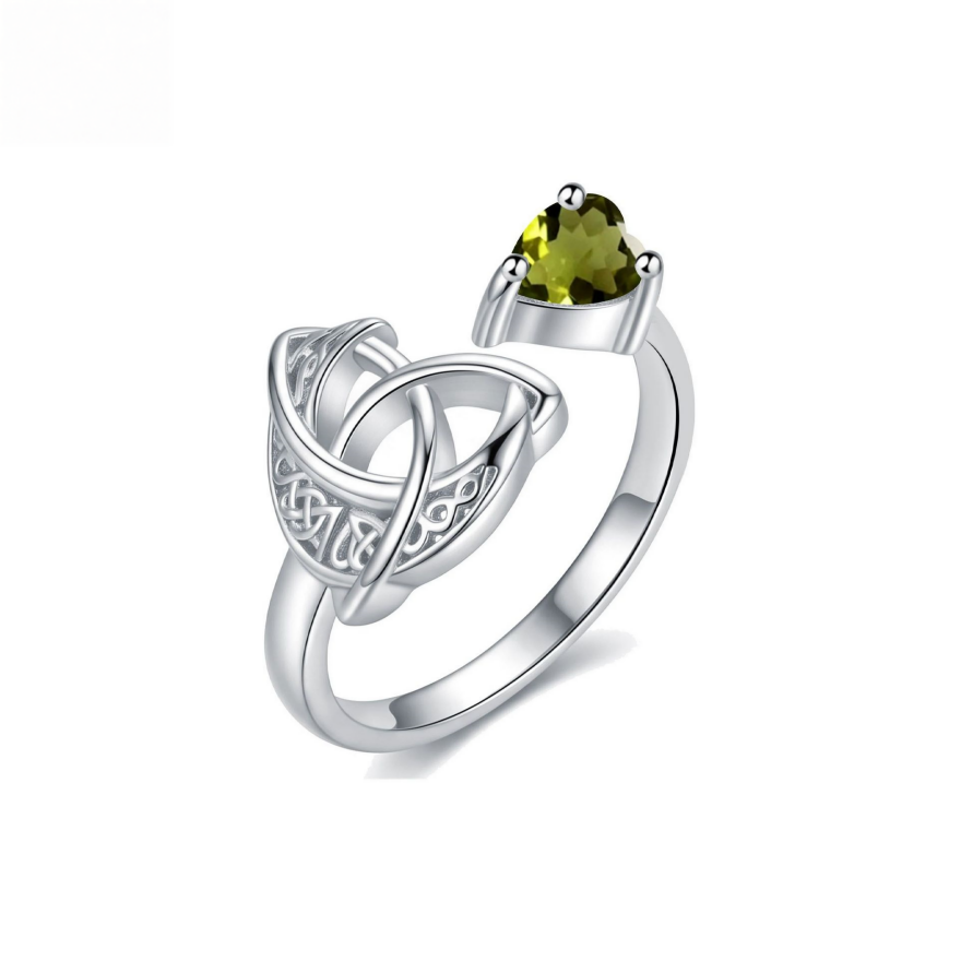 Celtic Knot Heart Birthstone Open Ring, 12‑Month Options
