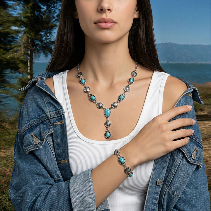 Vintage Turquoise Necklace & Bracelet Set