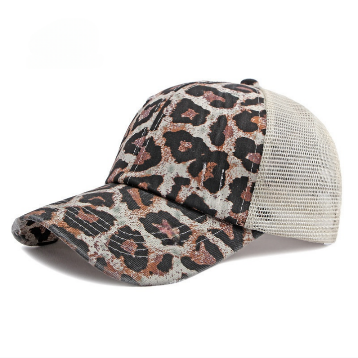 Vintage Distressed Patchwork Mesh Trucker Hat, Breathable Adjustable Curved Brim Baseball Cap for Men & Women