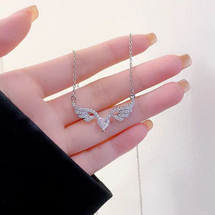 Angel Wings Heart diamond Necklace (Multi-Color Delicate Romantic Pendant)