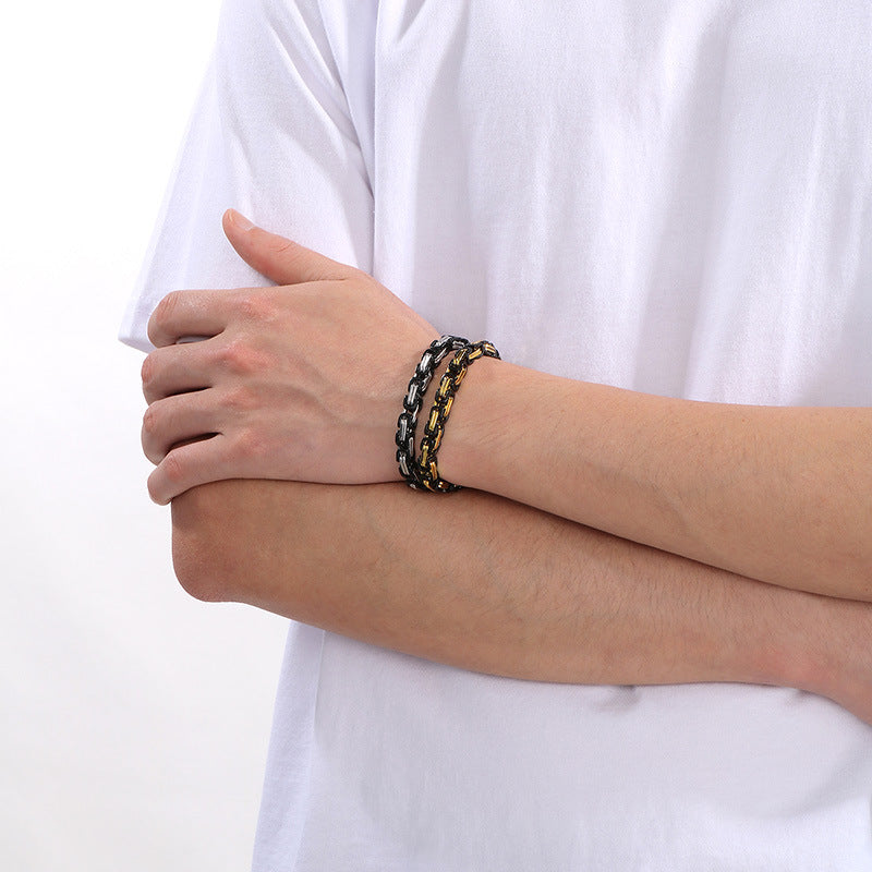 Byzantine Chain Geometric Titanium Steel Bracelet (Luxury Street Edgy Wristband)