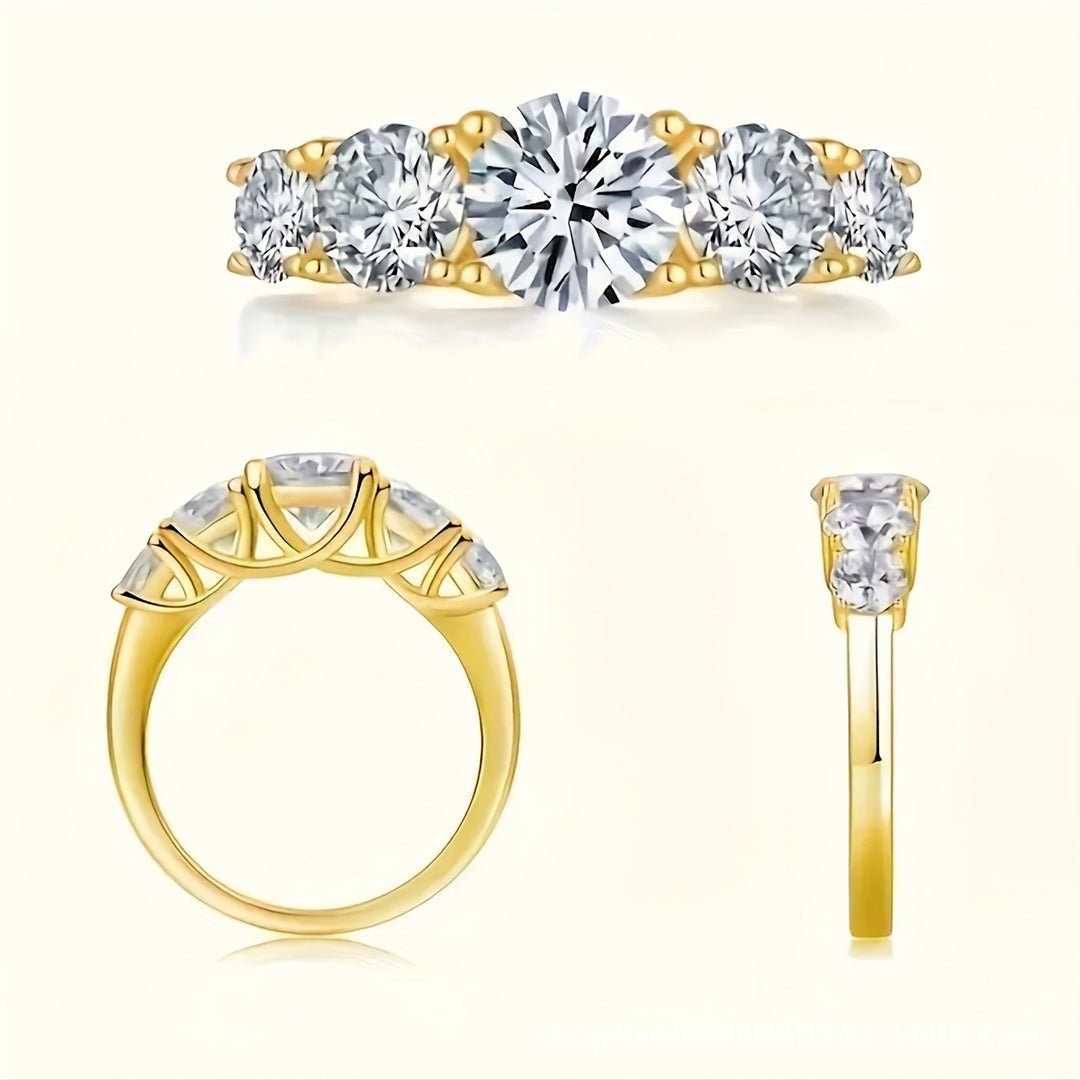 Pavé Diamond Ring Set (Light Luxury Niche Elegant Band)