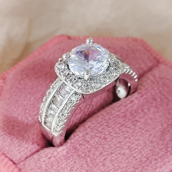 Cushion Halo Baguette Diamond Ring (Luxury Statement Engagement Band)