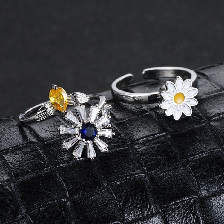 Spring Garden Themed Ring Set (Light Luxury Niche Adjustable Band)