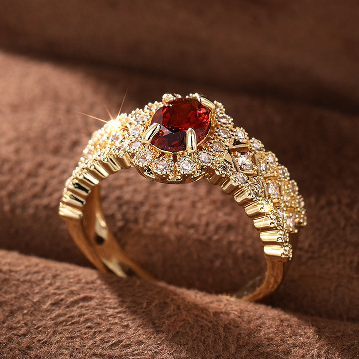 Oval Ruby Pavé Vintage Ring (Luxury Royal Glam Band)
