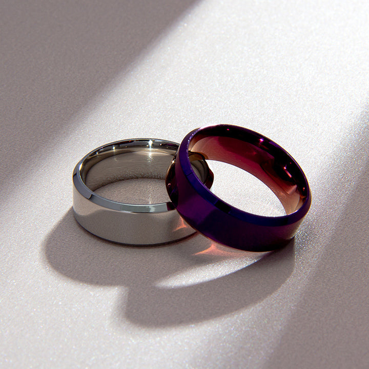Multi-Color S925 Sivler Flat Band Ring (Unisex Minimalist Statement Band)