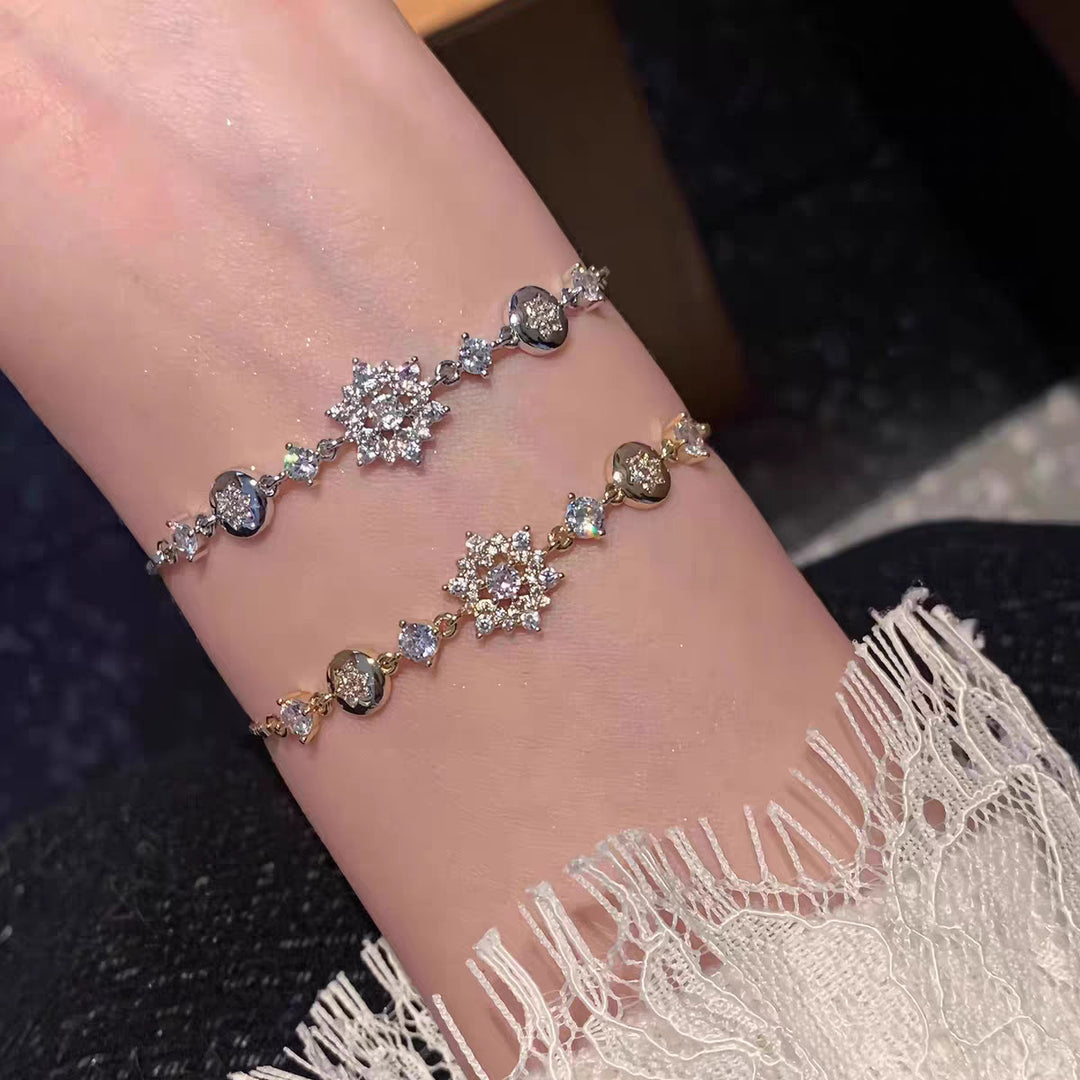 Sparkling Snowflake Diamond Adjustable Delicate Bracelet