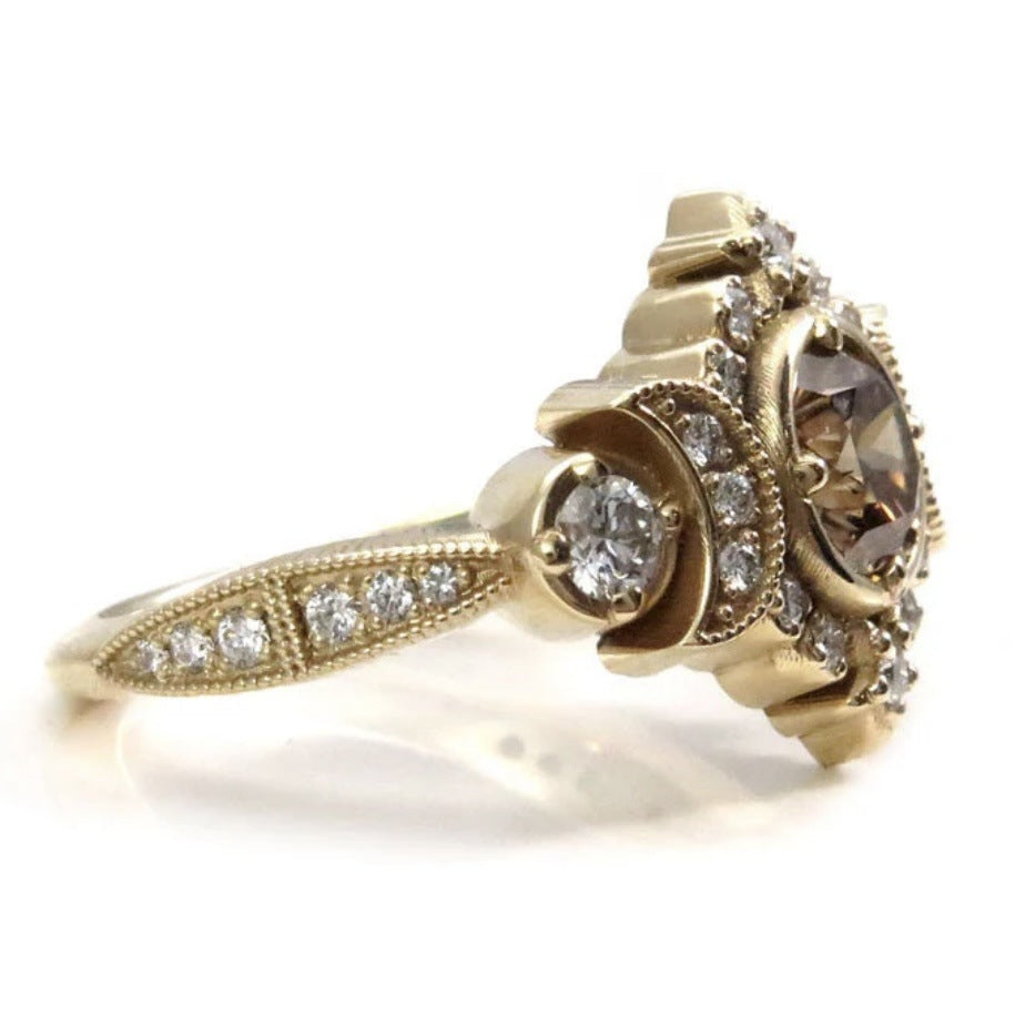 Vintage Gold‑Tone Ring Set With Star‑Moon & Spider‑Web Motif