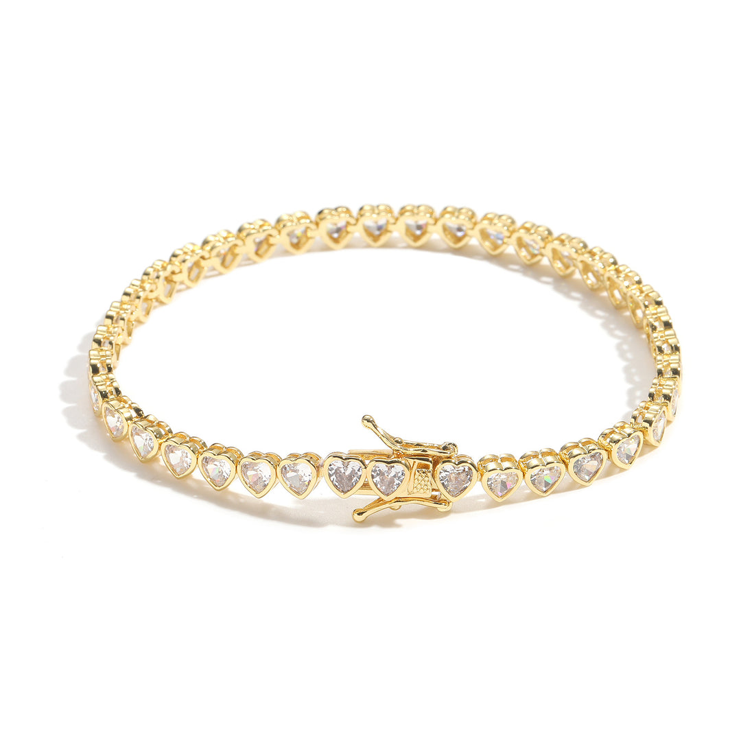 Luxury Diamond Bracelet Trio (Heart Cuff, Round Tennis, Heart Tennis)