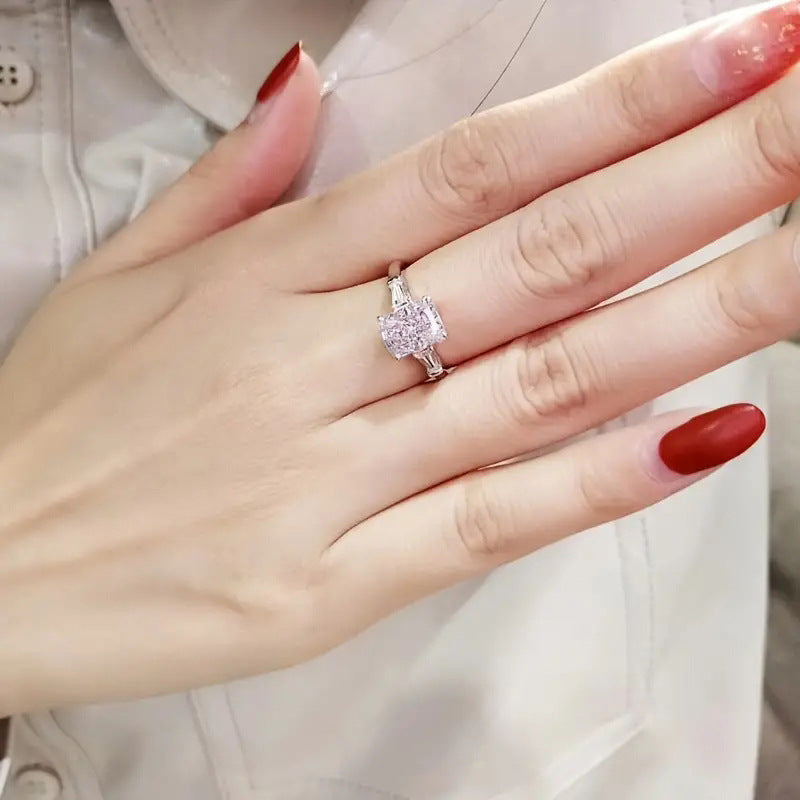 Radiant‑Cut Centre Stone With Tapered‑Baguette Accents Ring For Women, 5‑Color Options