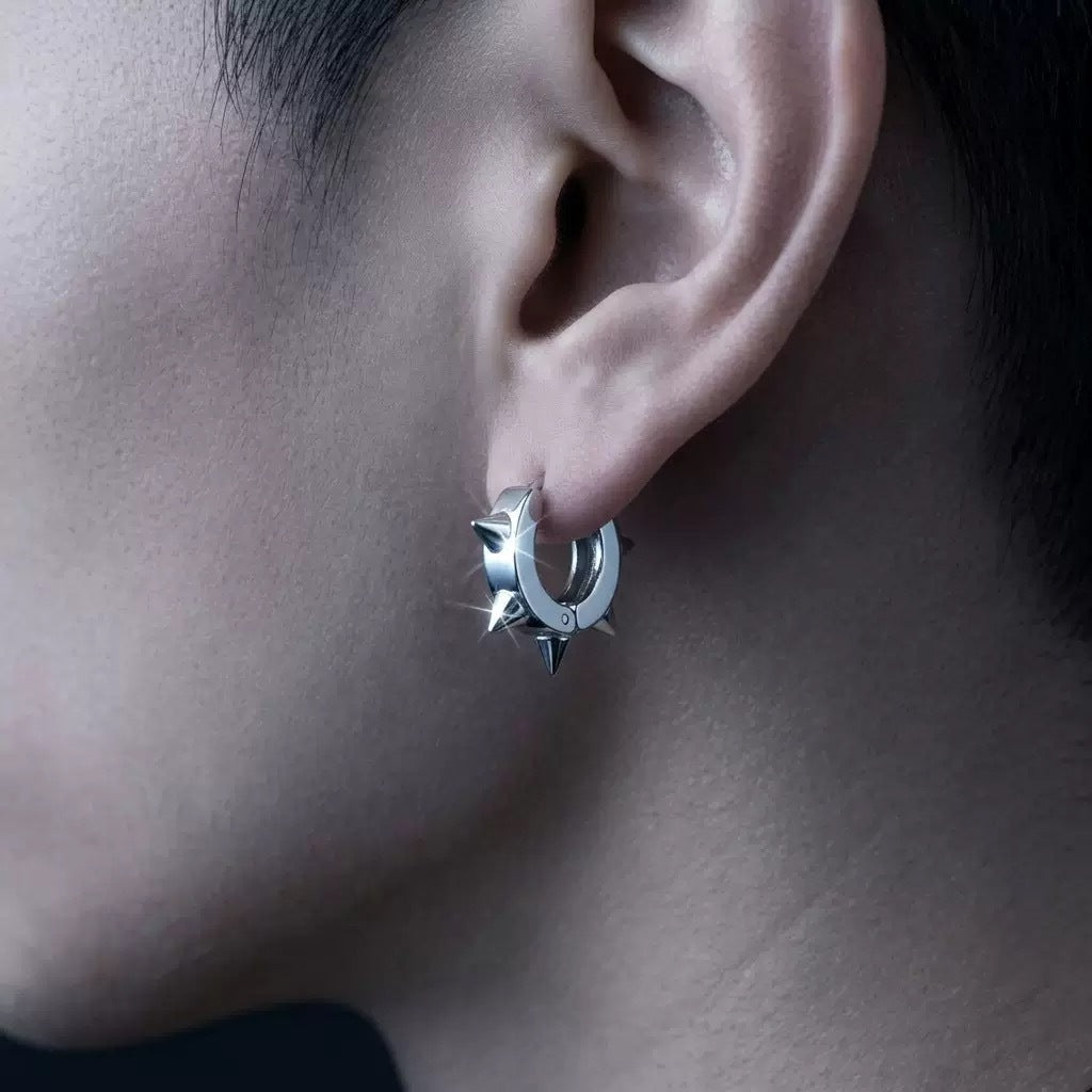 S925 Silver Punk Spike Ear Cuffs