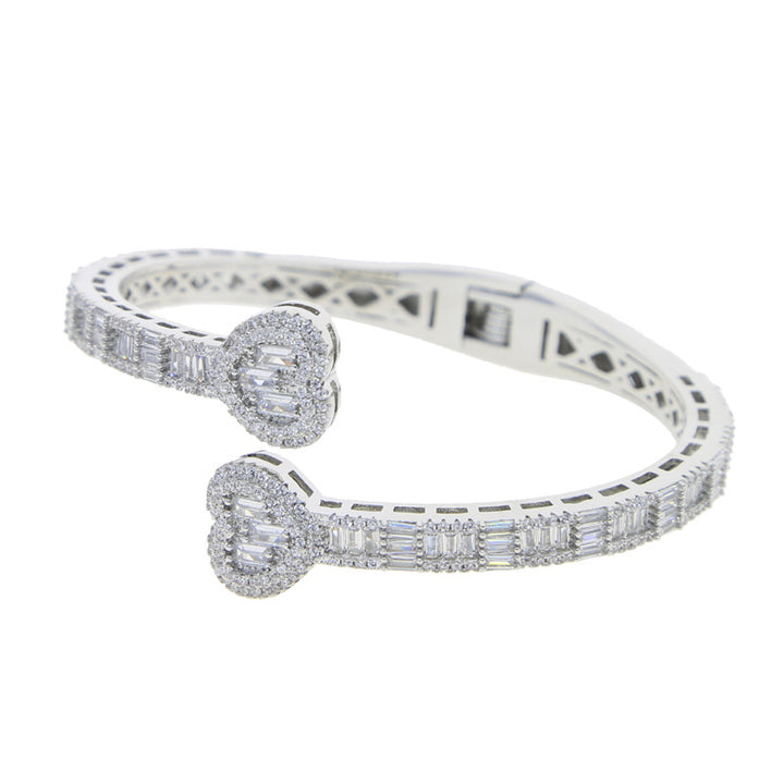 Luxury Hip-Hop Heart Full Diamond Open Bangle
