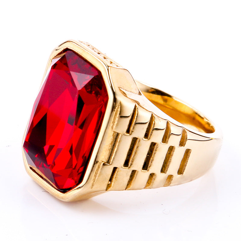 Multi-Color Gem Wide-Face Men's Ring (Light Luxury Bold Style)