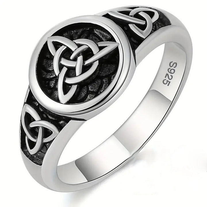 S925 Silver Celtic Knot Pattern Ring (Vintage Personalized Men's Style)