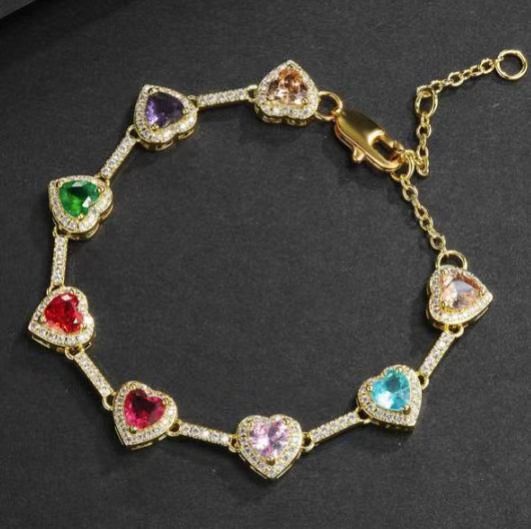 18K Gold Heart Zircon Necklace & Bracelet Set for Women – Vintage Luxury Elegant Choker