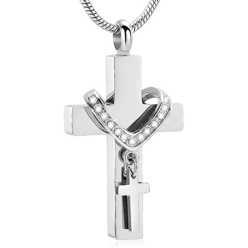 Memorial Pet Ashes Cross Necklace – Keepsake Perfume Bottle Pendant
