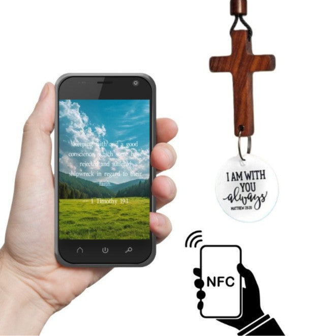 NFC Bible Cross Car Hanging Ornament – Walnut Wood Cross Decor