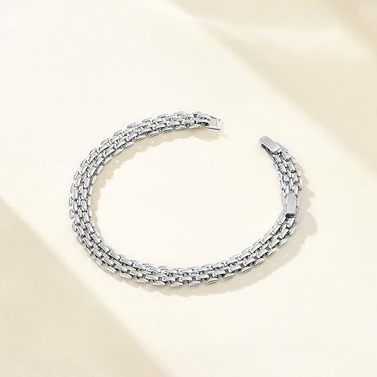 925 Sterling Silver Plated Cuban Link Chunky Chain Anklet