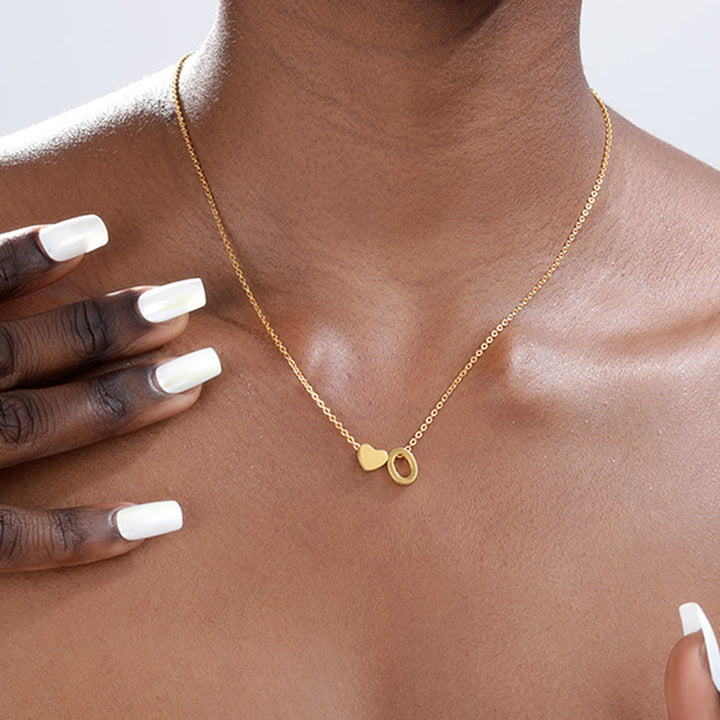Heart & Initial Letter Choker (26 Letters Optional | Gold/Silver Dual Tone)