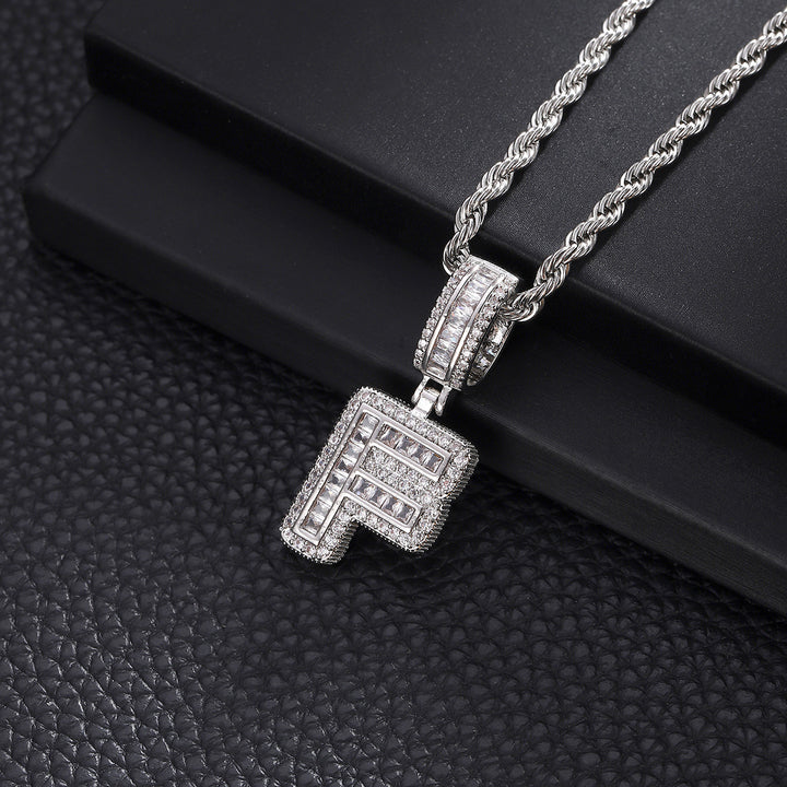 Full-Diamond Letter Cuban Link Necklace (26 Letters Optional | Gold/Silver Dual Tone)