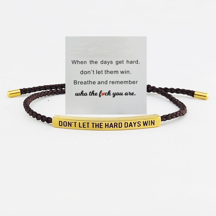 Motivational Quote 18k gold Curved Tube Curved Tube Bracelet (Handmade Braided Adjustable Engravable Cord)