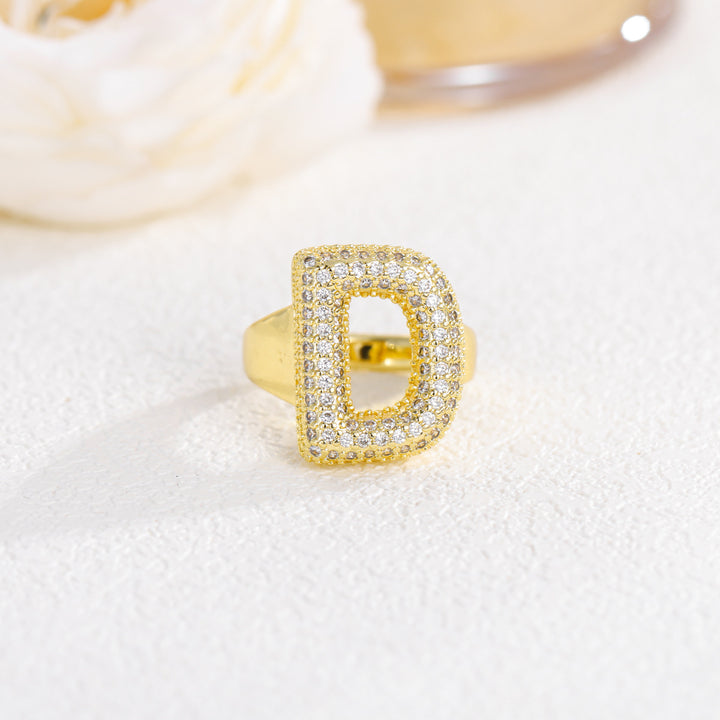 Bubble Letter Full-diamond Open Ring