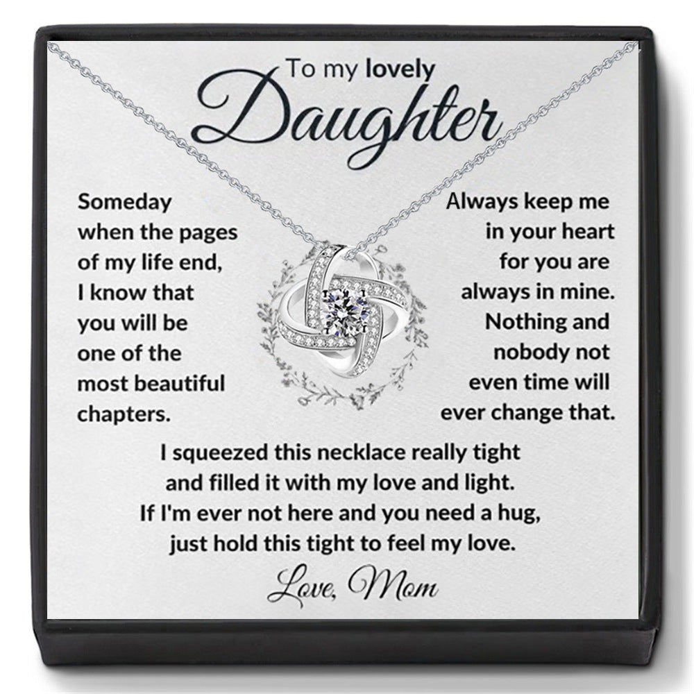 S925 Sterling Silver Gold-Plated Eternal Knot "To My Daughter" Necklace (Motherly Love Memorial Style)