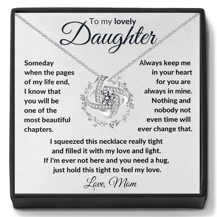 S925 Sterling Silver Gold-Plated Eternal Knot "To My Daughter" Necklace (Motherly Love Memorial Style)