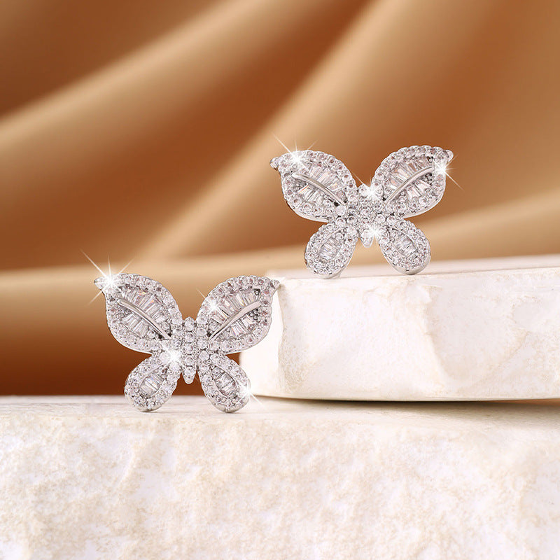 Full Diamond Butterfly Earrings (Women's Luxury Sweet Vitality Style)