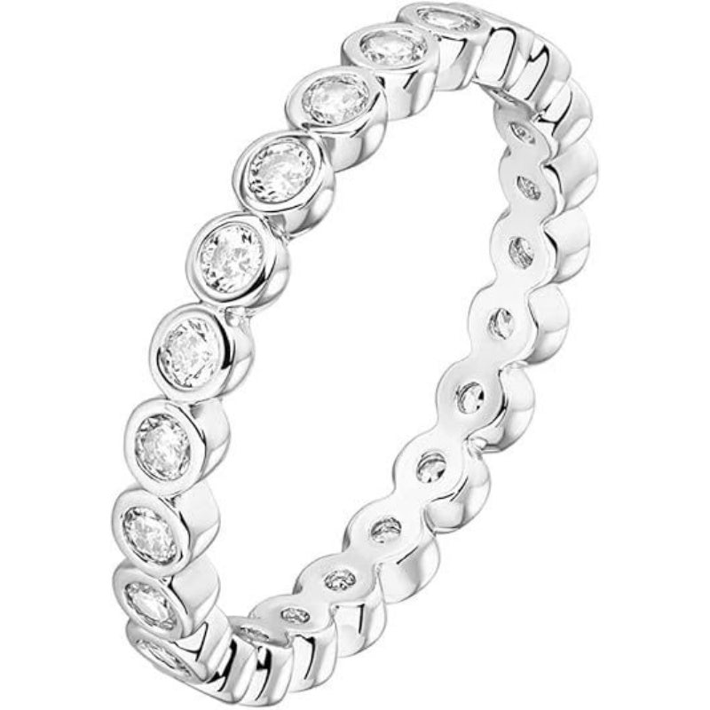 Bezel Set Full Eternity Diamond S925 Silver Ring