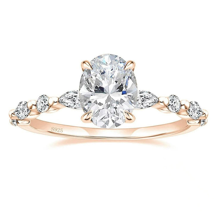 925 Silver Oval 8×10mm 3-Carat 5A Zircon Engagement Ring for Women