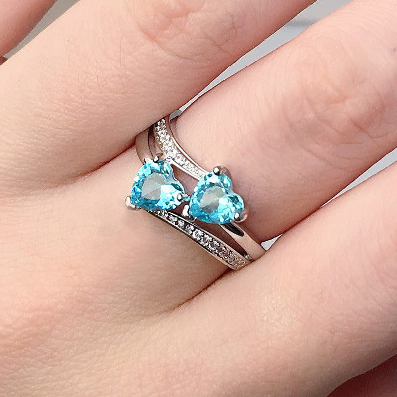 Twin‑Heart Criss‑Cross Diamond Ring For Women, Multiple‑Color Options