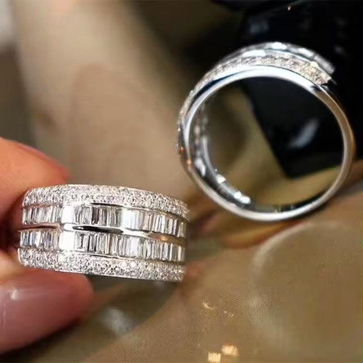Wide‑Band Baguette‑Cut Full‑Pavé Ring