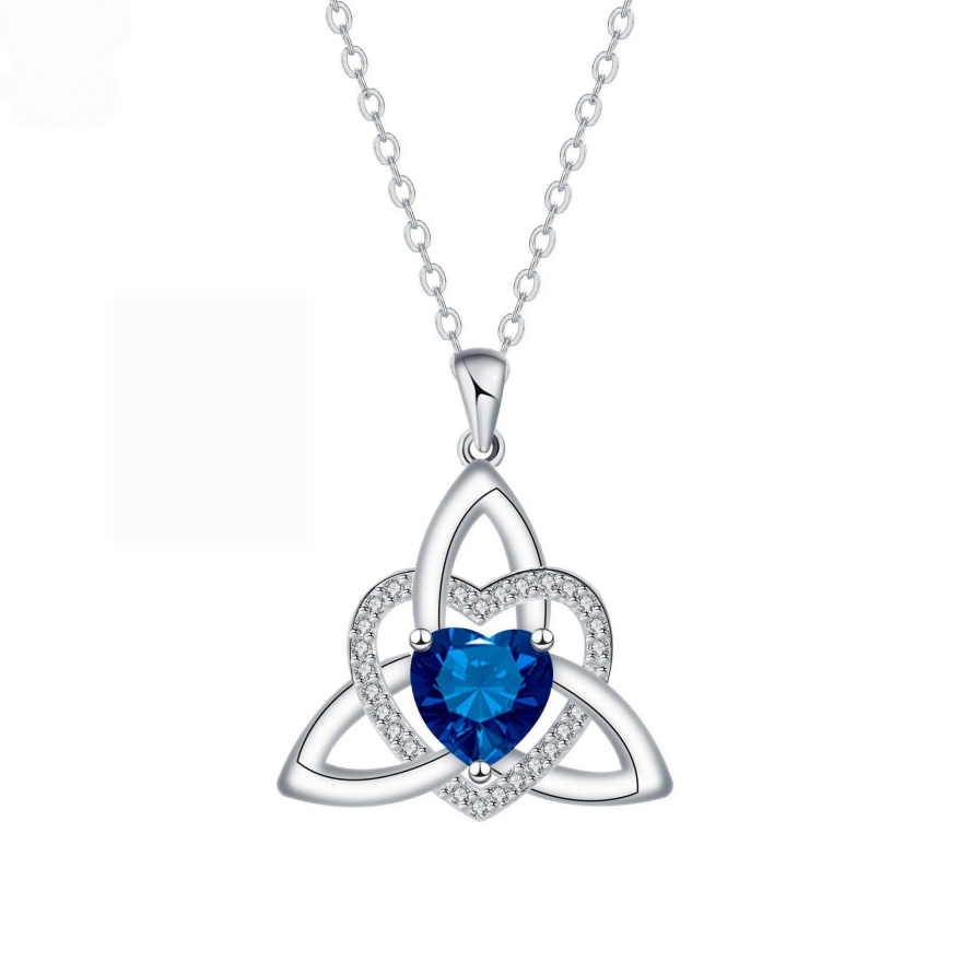 Celtic Knot Heart Birthstone S925 Silver Necklace