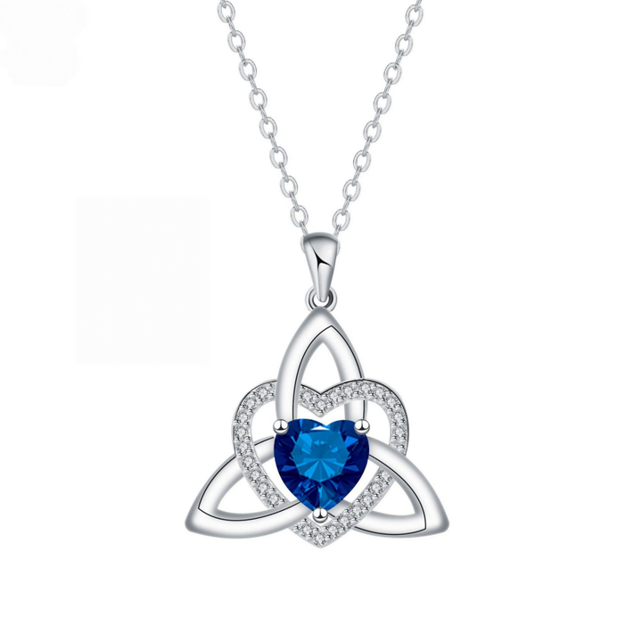 Celtic Knot Heart Birthstone S925 Silver Necklace