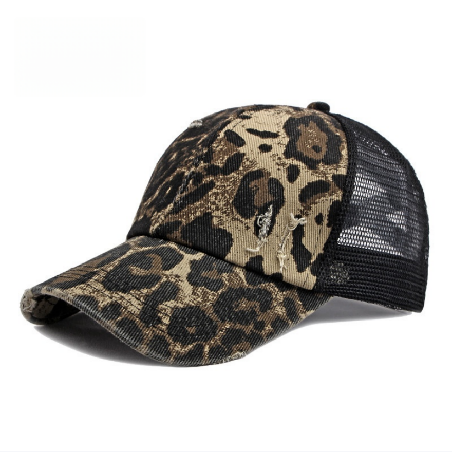 Vintage Distressed Patchwork Mesh Trucker Hat, Breathable Adjustable Curved Brim Baseball Cap for Men & Women