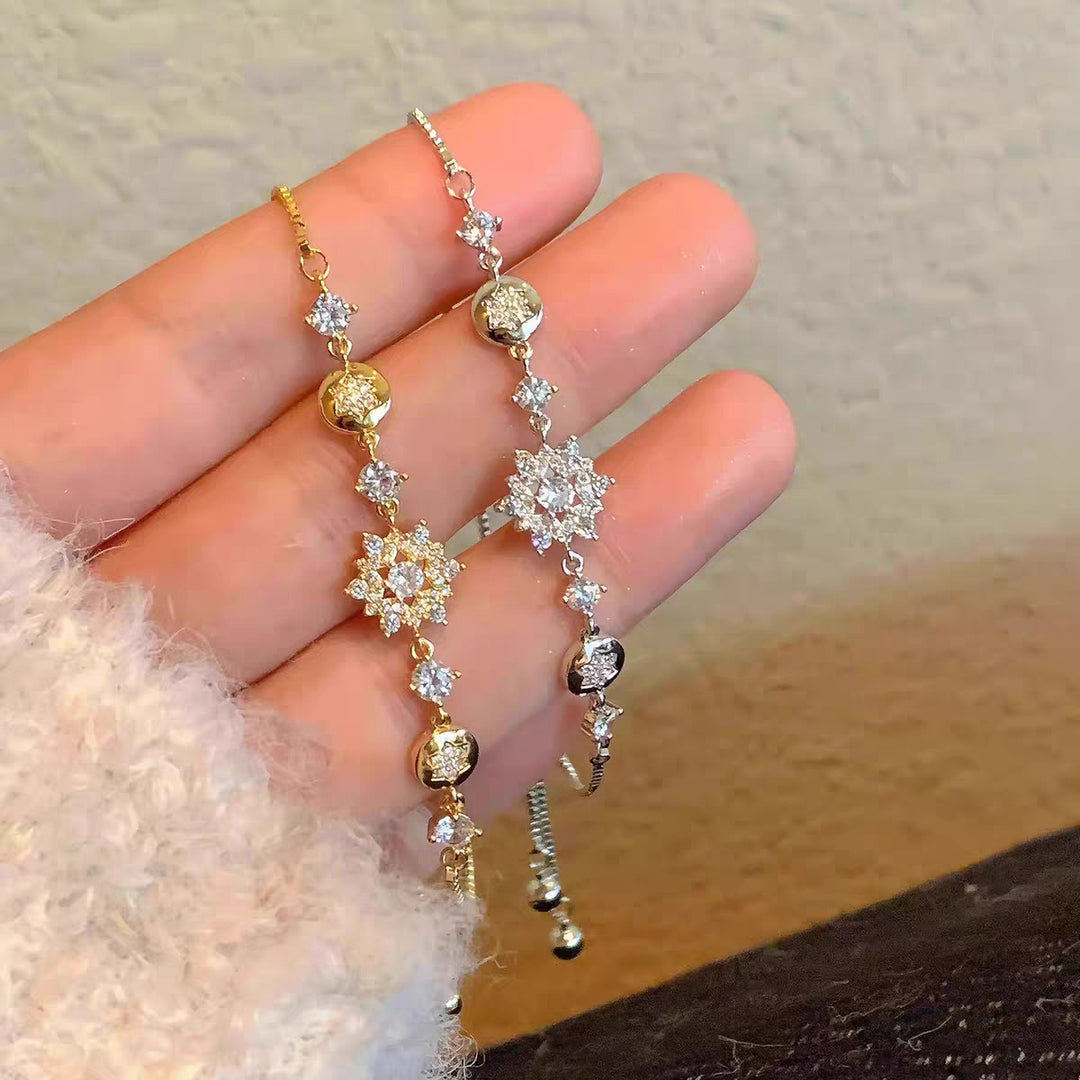 Sparkling Snowflake Diamond Adjustable Delicate Bracelet