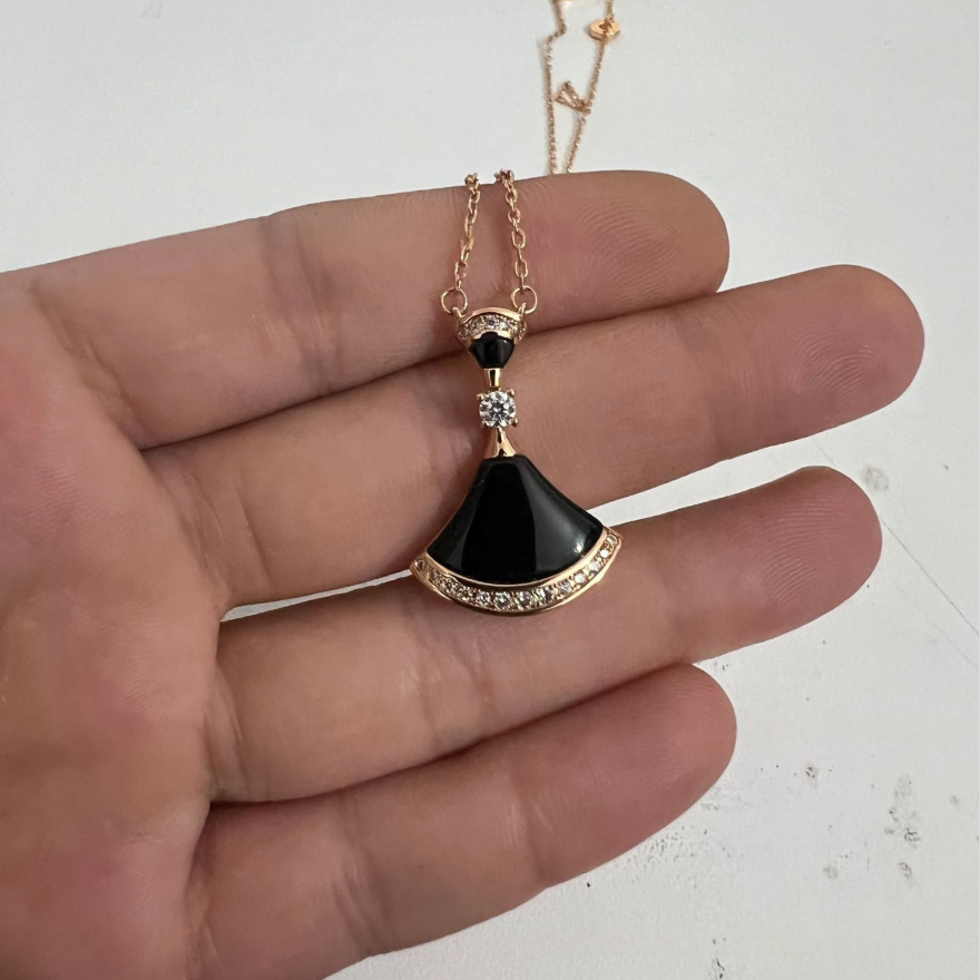 Luxury Skirt Shape Fan Necklace Set (High-End Pavé Gemstone Choker)