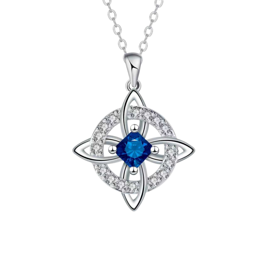 Witch's Knot Birthstone Necklace (12 Colors Silver Tone Pendant)