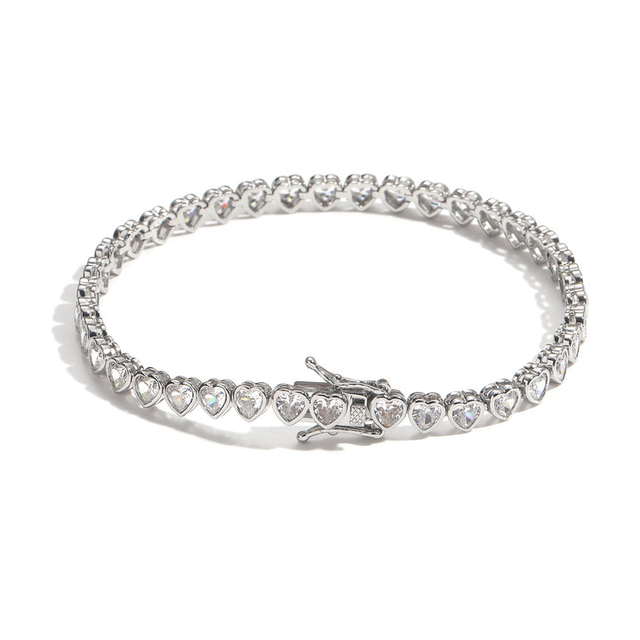 Luxury Diamond Bracelet Trio (Heart Cuff, Round Tennis, Heart Tennis)