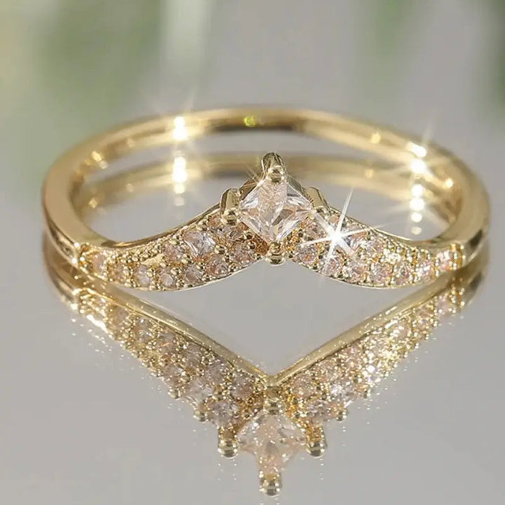 Sun Moon Star 3Pcs Ring Set, Crown V-Shape Vintage Engraved Stacking Bands Gold Silver Bridal Ring Set