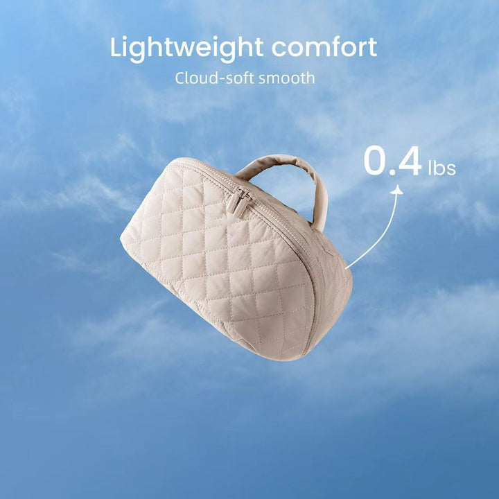 Quilted Grid Portable Large-Capacity Cosmetic Bag (Soft Pink Light Luxury Style Series)